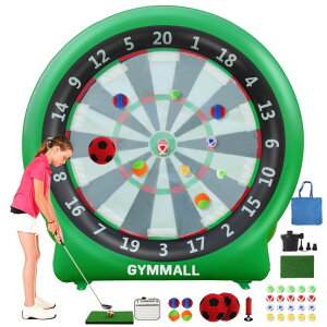 �Q�[�� �p�[�e�B �y���߂� GYMMALL Giant Dart Board Inflatable 6 ft with Pump, Outdoor and Indoor Soccer Sport Kick Dartboard for Kids and Adults, Waterproof Darts Board Yard Game with 20 Golf Balls, 4 Sticky Balls, 2 Soccers �y���s�A���i�z