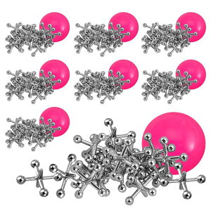 Q[ p[eB y߂ Playbees Metal Jacks Game Set - 24 Sets - Retro Kids' Entertainment with Metallic Jacks and Bouncy Ball - Classic Jacks Game for Fun and Skill Development ysAiz