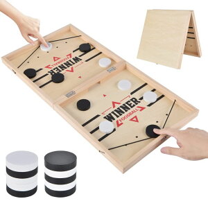 Q[ p[eB y߂ 22.8" Foldable Large Fast Sling Puck Game, Slingshot Games Toy for Adults -Child,Table Desktop Battle Wooden Hockey Table Game, Family Foosball Winner Board Games Toys ysAiz
