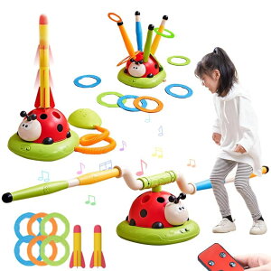 Q[ p[eB y߂ Powza 3 in 1 Musical Jump, Toss Ring Game and Stomping Launch Rocket Launcher for Kids Outdoor Toys with Remote Control, Indoor Outside Toy for Kids Ages 4-8 Toys for Ages 5-7 8-13 Birthday Gifts ysAiz