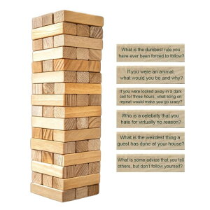 Q[ p[eB y߂ LONEA Ice Breaker Questions Wood Balance Stacking Blocks Game - Get to Know Each Other Family Night Games Tumbling Tower - Icebreaker Conversation Starters ysAiz