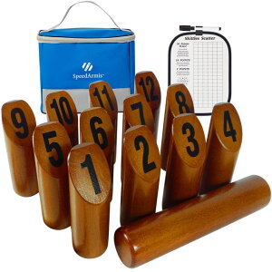 Q[ p[eB y߂ SpeedArmis Wooden Throwing Game - 12 Numbered Block Toss Games Set with Scoreboard & Carrying Case, Indoor Tailgating Bowling Yard Activity? for Teens Adults Family ysAiz