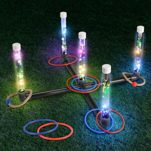 Q[ p[eB y߂ Outdoor Games for Kids 3-12: FunforFun! LED Ring Toss Game with 18 Rings Boys Girls Toys Age 5 6 7 8 9 Yard Games for Family Outside Toys for 10 11 12 13 14 Years Old Boys Gifts for Kid Age 8-12 ysAiz