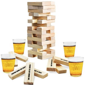 �Q�[�� �p�[�e�B �y���߂� ArtCreativity Tumbling Tower Drinking Games for Adults, with 4 Glasses and 60 Wooden Blocks with Challenges, Fun House Adult Party Games for Game Night, Great Gift Idea for Everyone �y���s�A���i�z