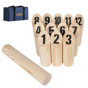 Q[ p[eB y߂ Wooden Throwing Game Set, 12 Numbered Block Tossing Game with Wooden Box, Outdoor Backyard Game for Kids Adults Family, Floor Games for Lawn Beach Park ysAiz