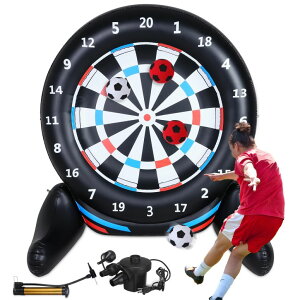 Q[ p[eB y߂ Motionchic Inflatable Giant Kick Darts Games (Over 6ft Tall), Jumbo Outdoor Soccer Target Dartboard with Soccer Balls and Air Pump, Large Kick Game Carnival Games for Yard Family Kids Adults (Black) ysAiz