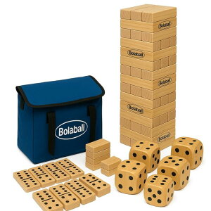 Q[ p[eB y߂ Outdoor Game Set Including 45 Giant Tumbling Blocks, 28 Giant Dominoes, and 6 Giant Dice, Giant Outdoor Games for Family Fun, Set of 3, Classic Block Giant Outdoor Game for Adults ysAiz