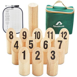Q[ p[eB y߂ ApudArmis Wooden Tossing Game Set, Numbered Block Toss Games Set with Scoreboard & Carrying Case - Outdoor Lawn Backyard Beach Game for Kids Adults Family ysAiz