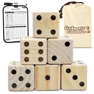 Q[ p[eB y߂ GoSports Giant Wooden Playing Dice Set with Rollzee and Farkle Scoreboard - Includes 6 Dice, Dry-Erase Scoreboard and Canvas Tote Bag - Choose 2.5 Inch or 3.5 Inch Dice ysAiz