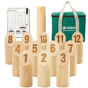 Q[ p[eB y߂ OLSA Wooden Throwing Game Set, Numbered Block Tossing Game with Scoreboard & Carry Bag-Outdoor Backyard Game for Kids Adults Family, Floor Games for Lawn Beach Park and More ysAiz