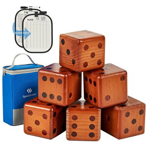 Q[ p[eB y߂ SpeedArmis Giant Wooden Yard Dice Set - Large Lawn yatzee Game with Scoreboard - Outdoor Beach Backyard Games for Teens Adults Family (Including Carry Bag) ysAiz