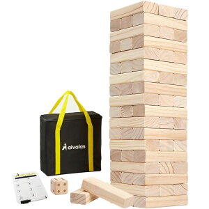 Q[ p[eB y߂ Aivalas Giant Tumbling Timber Games, 60 Blocks Large Tower Outdoor Game - Includes Carry Bag and Scoreboard, Wood Stacking Backyard Game Grows Up to 5FT for Kids Adults Family ysAiz