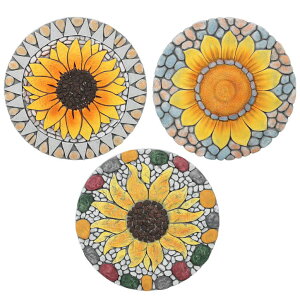 ~ ѐ 뉀 m  3 Pack Sunflower Stepping Stone, 10 Inch Decorative Garden Step Stone for Yard, Patio, Garden, Walkway, Outdoor and Indoor Home Decor ysAiz
