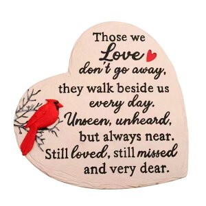 ~ ѐ 뉀 m  Heart Shaped Memorial Garden Stones, 10 inches Sympathy Garden Stone for Loved One, in Memory of Loved one Gifts, Resin Garden Stepping Stones Outdoor, Memorial Gifts (Heart Cardinal) ysAiz