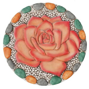 ~ ѐ 뉀 m  Decorative Rose Garden Stepping Stone - Stepping Stones Outdoor with Colorful Pebble Border, 10x10 inches ysAiz