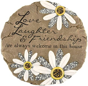 ~ ѐ 뉀 m  Carson Friendship Garden Stone, Garden Decor Stepping Stones with Beadworks Decorative Home Accent, Daisy, Round, 9 x 9.25 inches ysAiz