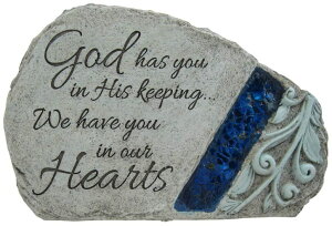 ~ ѐ 뉀 m  Carson Memorial Garden Stone With Blue Mosaic Solar Accent - God Has You In His Keeping We Have You In Our Hearts ysAiz