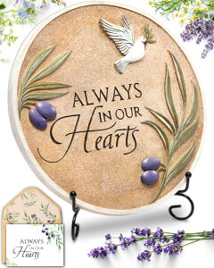 ~ ѐ 뉀 m  Spiritwind 10-Inch Garden Memorial Stone with Included Plaque Stand & Sympathy Card, Memorial Plaques for Outdoors with Peace Dove Amongst Olive Branches, Memorial Stepping Stone for Loss of Loved One ysAi