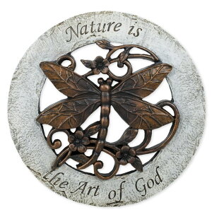 ~ ѐ 뉀 m  Nature is The Art of God Dragonfly 12 inch Round Dolomite Resin Stepping Stone ysAiz