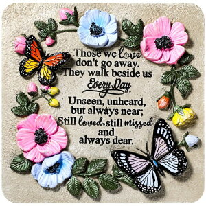 ~ ѐ 뉀 m  Blosssound Memorial Garden Stone 9.8 Inch Sympathy Gifts for Loss of Loved One Memorial Gifts Those We Love Don't Go Away Stepping Stone Flower Butterflies Plaques Decor for Outdoors Homes Lawn ysAiz