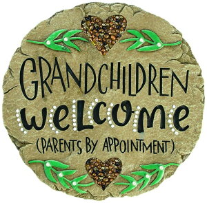 ~ ѐ 뉀 m  Carson Welcome Garden Stone, Garden Decor Stepping Stones with Beadworks Decorative Home Accent, Round, 9.5 x 9.5 inches ysAiz