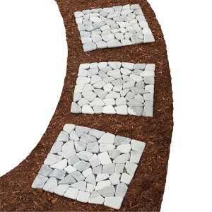 ~ ѐ 뉀 m  Bits and Pieces - 12h Square Marble Riverstone Stepping Stones - Garden Mats - Set of 3 - Yard Decorations - Decorative Garden Stones ysAiz