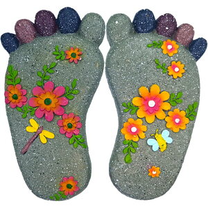 ~ ѐ 뉀 m  QZSDBWHCB Stepping Stones - Resin Footprint Shaped Set of 2 (Light Gray) ysAiz