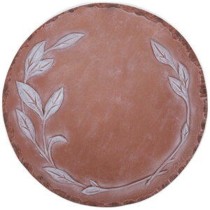 ~ ѐ 뉀 m  NAT & Jules Floral Laurel Wreath Leaves Pattern Dimensional Indoor Outdoor 12 inch Round Cast Resin Decorative Garden Stepping Stone, Patio, Walkway Sculpture Yard Art, White ysAiz