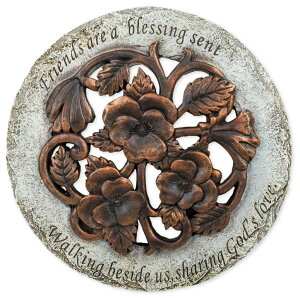 ~ ѐ 뉀 m  Roman Friends are a Blessing Flower Garden Bronze Finish 12 inch Stepping Stone ysAiz