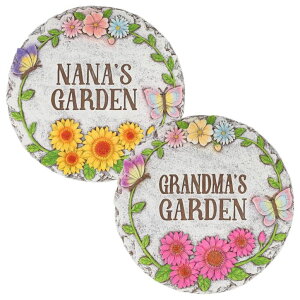 ~ ѐ 뉀 m  Garden Stepping Stones Set of 2,Ybenlld 10 inch Nana's Outdoor Garden Decor,Decorative Stones Pavers for Garden Walkway Landscaping,Grandmafs Gift ysAiz