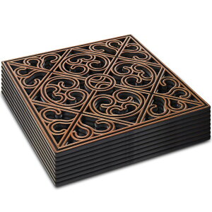 ~ ѐ 뉀 m  Pangda 8 Pcs 12 x 12 Inch Rubber Stepping Stone Outdoor for Garden Pathway Paver Outside Stepping Tile Heavy Duty Retro Decorative Pavers for Walkway Path Landscaping Yard Lawn(Copper,Cross Square) ysAiz