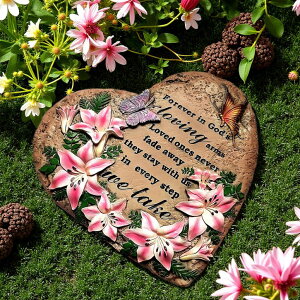 ~ ѐ 뉀 m  Memorial Garden Stone Sympathy Gift Memory of Loss of Loved One Condolence Gifts Remembrance Decor for Homes, Lawn and Garden Outdoor or Indoor (Heart Stone, 10 x 10 x 1IN) ysAiz