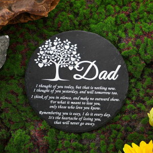 ~ ѐ 뉀 m  Landical Memorial Stones for Loved Ones Outside Memorial Garden Plaque with Bracket Garden Slate Stone Sympathy Gifts for Loss of Loved One(Dad, Tree) ysAiz