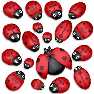 ~ ѐ 뉀 m  Gerrii 18 Pcs Small Resin Ladybugs Garden Decor Stones Holiday Ladybug Garden Yard Decorations Outdoor 4 Size Mom Gifts Lady Bugs Yard Decorations ysAiz