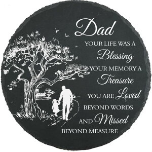 ~ ѐ 뉀 m  Dad Memorial Stone Memorial Gifts for Loss of Father for Daughter in Memory of Dad in Heaven Sympathy Gift for Loss of Dad Garden Slate Stone TNA13 ysAiz