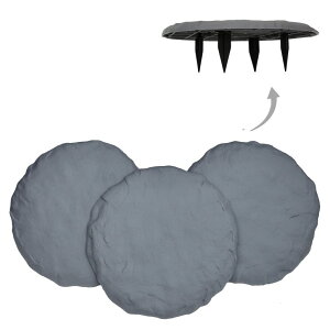 ~ ѐ 뉀 m  Ei Circular 15.5h Stepping Stones with Ground Stakes - Home or Garden Step Stones for Outdoor Walkway or Pathway Pavers - Resin Material (4, Light Grey Stone) ysAiz