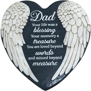 ~ ѐ 뉀 m  Dad Memorial Garden Stone, in Memory of Dad Stones Gifts for Loss of Father, Loss of Dad Memorial Angel Wings Heart Stone TNS13 ysAiz