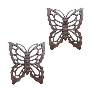~ ѐ 뉀 m  Comfy Hour Rustic Style Outdoor Collection Cast Iron Garden Stepping Stone - Butterfly (Vintage Wash Brown), Set of 2 ysAiz