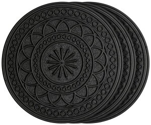 ~ ѐ 뉀 m  HF by LT Rubber Estate Garden Stepping Stone, 11-3/4 inches, Black, Set of 3 ysAiz