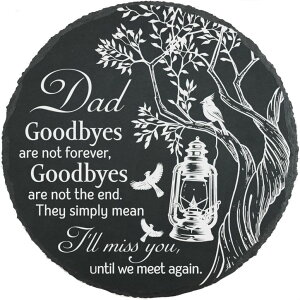 ~ ѐ 뉀 m  Dad Garden Stone, Goodbyes are Not Forever, in Memory of Dad, Angel Dad in Heavean, Remembrance Stone for Loss of Dad, Memorial Gifts ysAiz