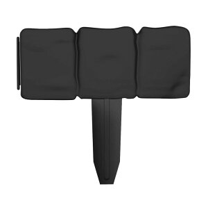 敷石 飛び石 庭園 洋風 庭 Plastic Garden Edging Stone-Look Border- Decorative Flower Bed Fence for Landscaping, 10 Pieces of Black Interlocking Lawn Stakes (8’) 【並行輸入品】