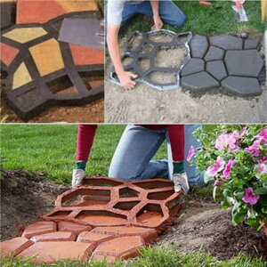 ~ ѐ 뉀 m  Walk Maker, Pathmate Stone Moldings Paving Pavement Concrete Molds Stepping Stone Paver Walk Way Mold for Patio, Lawn & Garden(Big Size:16.9 x 16.9 x 1.6 inch) ysAiz