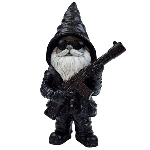 ~ ѐ 뉀 m  Better Office Products Garden Gnome Statue, 8" Height, Handcrafted Waterproof, UV-Resistant Polyresin Lawn Patio Porch Ornament Decoration (Stone Cold Hitman) ysAiz