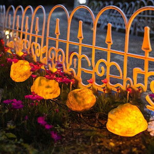 ~ ѐ 뉀 m  LIYAOLI Solar Rock Lights 4-Pack | Auto-Dimming & 8H Runtime | IP44 Waterproof Landscape Lighting for Garden/Pathway/Lawn Outdoor Decorative (Natural Stone Texture) ysAiz