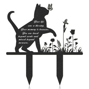 ~ ѐ 뉀 m  Rngmsi Memorial Pet Grave Markers, Metal Cat Garden Stake Plaque Cemetery Outdoors, Waterproof Pet Headstone Memorial(13.4 X 12 in) ysAiz