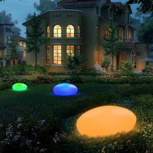 ~ ѐ 뉀 m  Blibly Solar Garden Lights Outdoor Glow Cobblestone Shape Lamp Garden Decor Light-White & RGB Light Waterproof Landscape Night Lights for Lawn/Patio/Path 1pc ysAiz