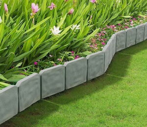 ~ ѐ 뉀 m  Landscape Garden Edging Border No Dig 20 pcs- Gray Stone Effect Plastic Lawn Edging Border for Outdoor Garden Balcony Yard Walkway (Gray) ysAiz