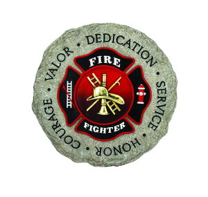 ~ ѐ 뉀 m  Spoontiques Firefighter Stepping Stone - Garden D?cor - Decorative Stone for Patio Home Lawn and Yard ysAiz