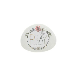 ~ ѐ 뉀 m  Pavilion Gift Company - Pray - 4" Garden Stone Outdoor Indoor Prayer Faith Religion Faithful Religious Ornamental Weatherproof Stone Home Garden Decor ysAiz
