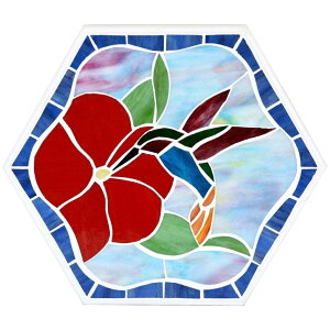 ~ ѐ 뉀 m  Bieye MSS003 Tiffany Style Stained Glass Mosaic Decorative Stepping Stone for Garden Decor (13" Hexagonal, Hummingbird) ysAiz